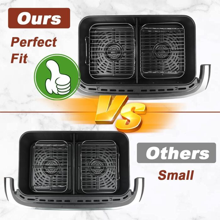 Аксесуари для фритюрниці BYKITCHEN для шухляди Ninja Flex AF500EU 10,4 л, 304 решітки для гриля Аксесуари для Ninja Foodi Flexdrawer Dual Zone AF500EU AF500EUCP, сумісні з Cecotec Dual 9000 9 л