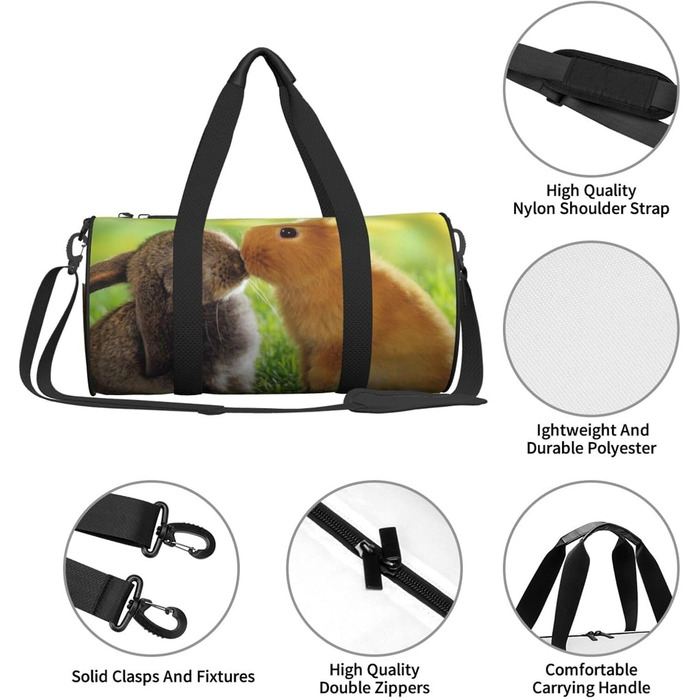 Спортивна сумка для подорожей, дизайн Любов до тварин, чорний колір, універсальний розмір