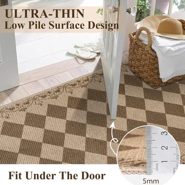 Килимова доріжка Cekene для передпокою, коричневого кольору, 80x200 см, бохо, кухонний килим, що миється, нековзний, джутова, для передпокою, кухні, коридору, спальні, 80 x 200 см, коричневого кольору
