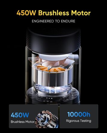 Акумуляторний пилосос Vexilar V12 50 хв роботи, 50кПа, 450Вт, бездротовий, з антизаплутувальною щіткою та зеленим підсвічуванням, безщітковий двигун для твердих підлог, килимів та шерсті тварин