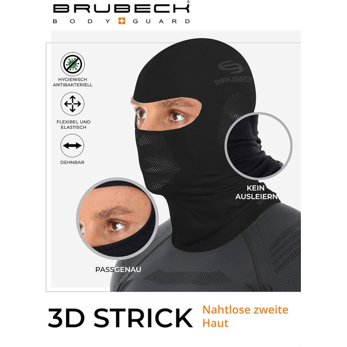 Унісекс-каркас BRUBECK Балаклава Функціональний Мериносова вовна Багатофункціональний шарф Шарф на шию Шарф на шию, розмір S, чорний