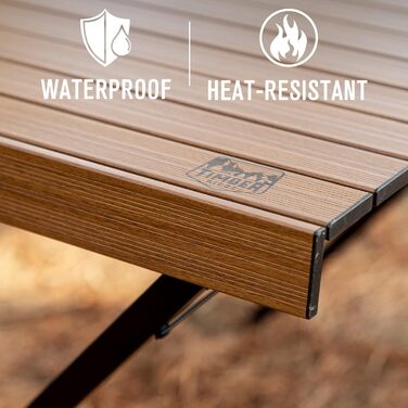 Складаний кемпінговий стіл TIMBER RIDGE, регульований по висоті, портативний алюмінієвий з сумкою для пікніків, приготування їжі, садівництва, походів, подорожей, 108x71 см - коричневий