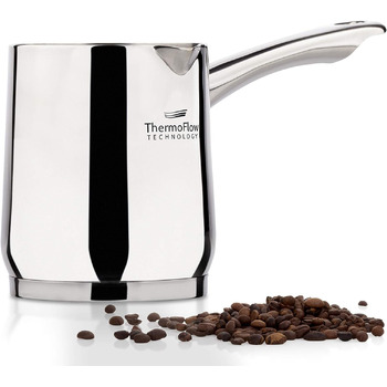 Індукційний горщик мокко з нержавіючої сталі ROSMARINO 300 мл - сучасний турецький кавник Cezve з 3-шаровою сталевою основою (300