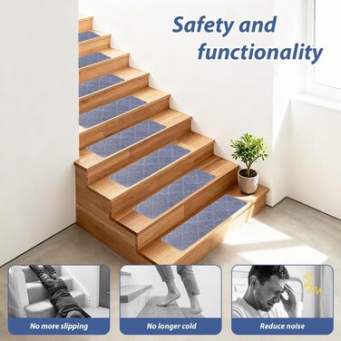 Сходинки, 15 шт. , протиковзкі килимки для сходів, 55 см x 19 см, самоклеючі килимки для сходів, килимок для сходів для дітей, людей похилого віку та домашніх тварин (світло-сірий)