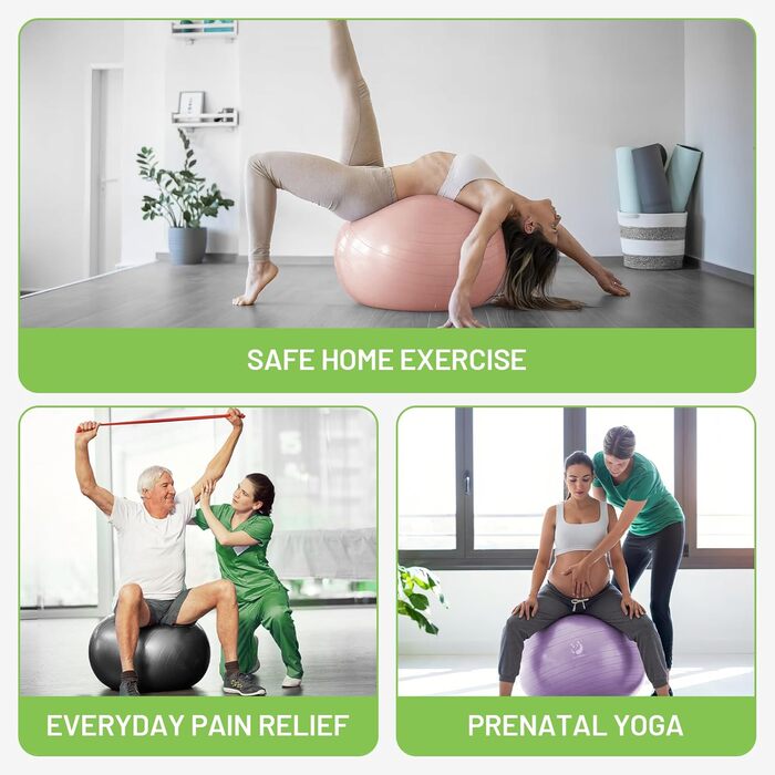 Вибухобезпечний гімнастичний м&39яч Slim Panda, потовщений м&39яч Pezzi 55-85 см з насосом, тренувальний м&39яч для вагітних, фітнес, тренування балансу світло-рожевого кольору 65 см