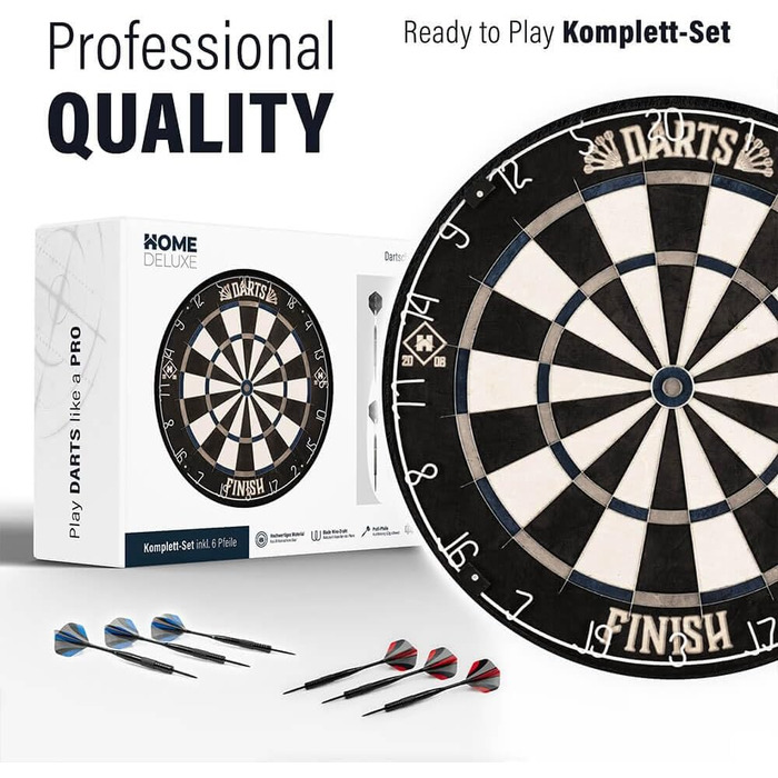 Покриття для мішні для дартсу - Розміри 45 x 45 x 4 см, включаючи 6 дротиків та підвісне обладнання Мішень для метання дротиків Чорний Сірий Синій