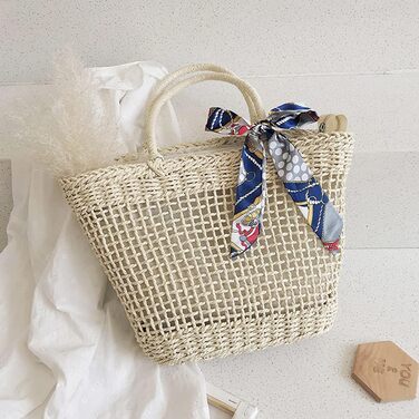 Модна плетена сумочка, ткана сумка, багатофункціональна сумка, дорожня сумка для жінок Бежевий, 1 шт.