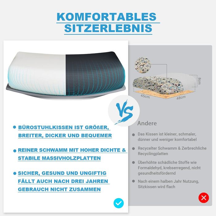 Офісний стілець 200 кг, 3-етапний механізм блокування, ергономічний офісний стілець XXL, ширший та більший, для зросту 160-202 см, широкі 3D підлокітники, динамічна поперекова підтримка, стілець з пінопласту XXL (щільність 40)