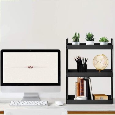 Кухонна полиця для спецій, окремостоячі полиці з 3 ярусами, полиця для душу, місце для зберігання на стільниці у ванній кімнаті, органайзер під шафою, лоток для туалетного столика, місце для зберігання косметики та макіяжу, чорний колір