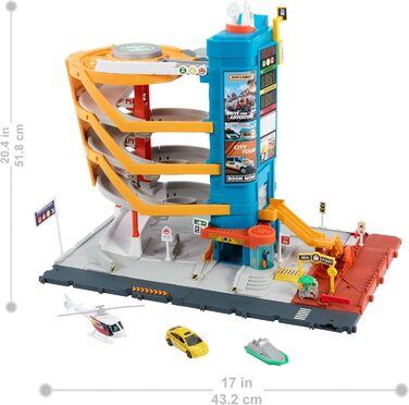Іграшкові машинки з сірникових коробок та ігровий набір, транспортний центр з 5 поверхами, функціями, які можуть бути активовані д