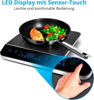 Індукційна конфорка MEDION / 2000 Вт / діапазон температур 60-240 C / 8 автоматичних програм / 10 рівнів потужності / LED-дисплей / MD 17595 / чорний