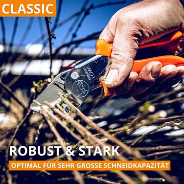 Оригінальні садові ножиці LWE 10 Professional Anvil 10.107 з обхідною геометрією - інноваційні гострі ножиці з ергономічними ручками та антипригарним покриттям на сталевому лезі для різання у садівництві