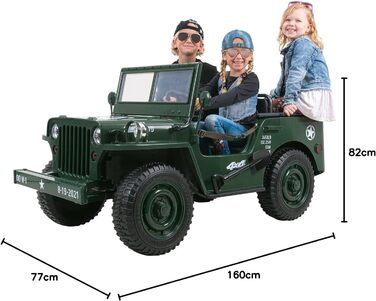 Дитячий електромобіль Jeep UTV Willys 2.4 Ghz Пульт дистанційного керування - 12 Вольт 14 Ач Акумулятор - 4 x 12 Вольт 45 Вт Двигу