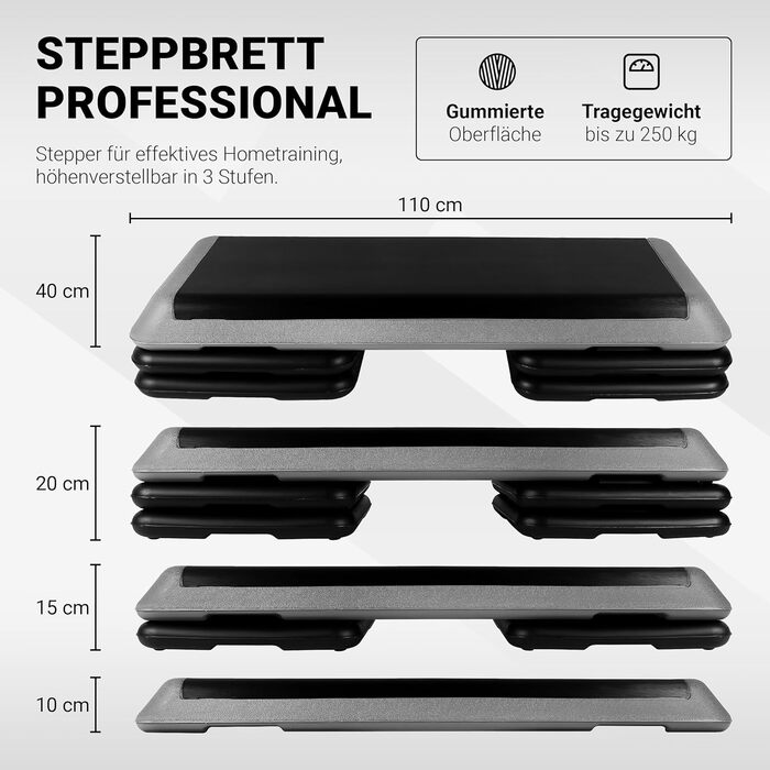 Професійна степ-дошка з постером з вправами БЕЗКОШТОВНИЙ додаток для тренувань Студійний степпер з регульованою висотою в 3 положеннях