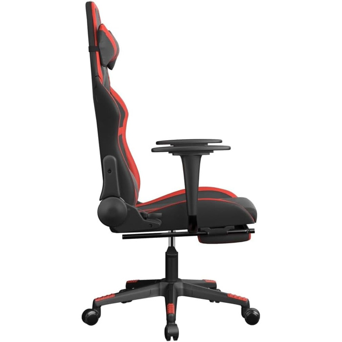 Геймерське крісло з підставкою для ніг, чорно-червоне, виготовлене зі штучної шкіри