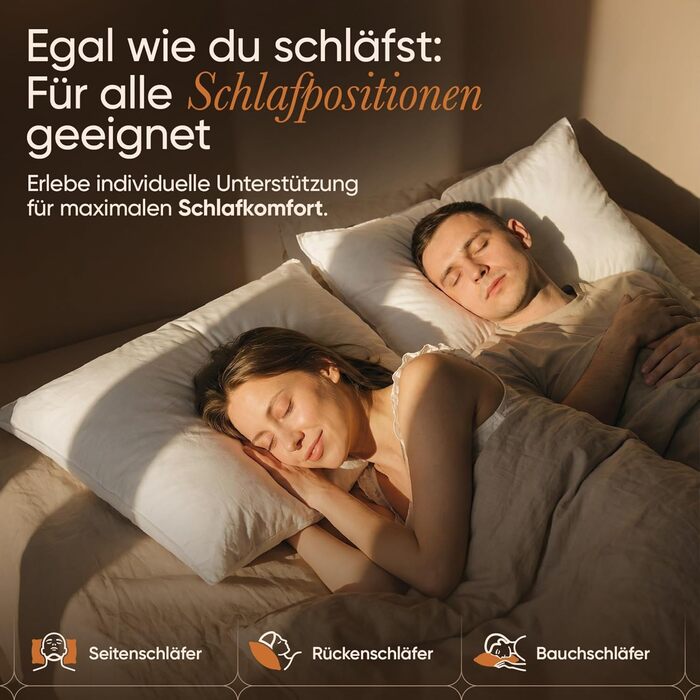 Пухові подушки BEFA NATUR 80x80 см (2 шт.) 3-камерні подушки 90 пух та 10 пера Вага наповнювача 1400 г кожна Гіпоалергенні (NOMITE) Сертифіковані для тварин (DOWNPASS) OEKO-TEX Клас 1 Зроблено в Німеччині 2 шт. 80x80 см