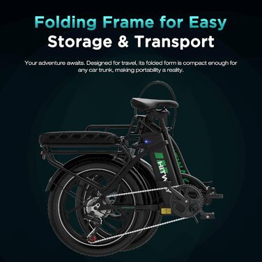 Електричний велосипед HITWAY E Bike BK6SL1-36V15.6Ah з двигуном 250 Вт, 20-дюймовий, запас ходу 70-150 км, 7 швидкостей, керування через додаток, складаний, водонепроникний педелецький велосипед IP54 SILVER