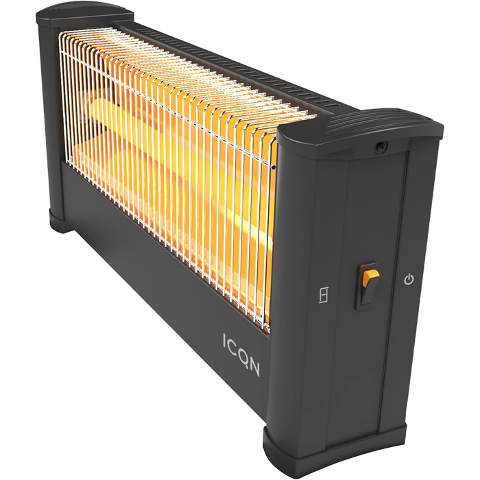 Інфрачервоний обігрівач ICQN, для приміщень площею до 9 м, 900 Вт, IP20, електричний обігрівач, кабель 135 см, обігрівач для офісу або дому, інфрачервоний обігрівач, IQ.0900.APW 54,5 x 28 x 17,2 см, чорний