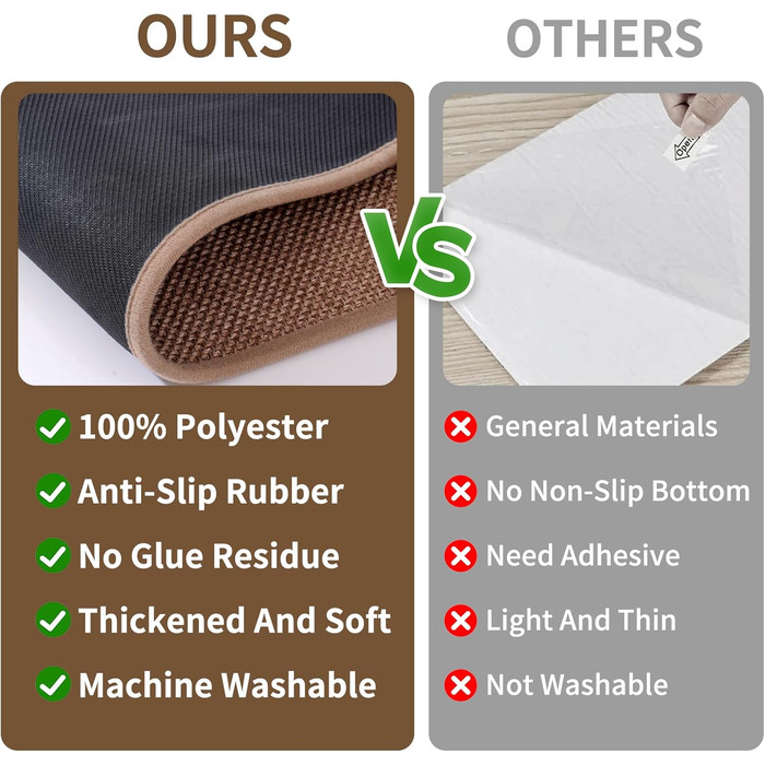 Сходинки для внутрішніх сходів, нековзні з гумовою основою, без залишків, підходять для дітей, людей похилого віку та домашніх тварин, можна прати в пральній машині, 20,3 x 76,2 см, коричневі