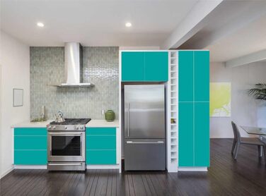 Наклейки Меблі та кухонні шафи 31.5x300см - MATT - Фольга Високоякісна ПВХ клейка плівка для кухні Меблі Водонепроникні шафи Самоклеюча фольга Кухонна фольга Декоративна фольга Меблева фольга - коричнева (054-бірюза)