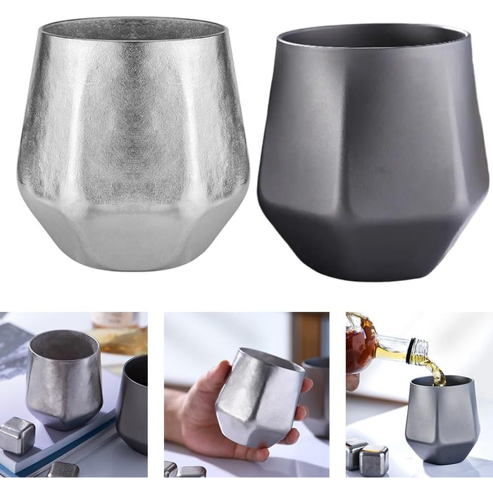 Двостінна титанова ізольована чашка для пиття, місткістю 240 мл, для кемпінгу, пікніків та домашнього використання, срібляста