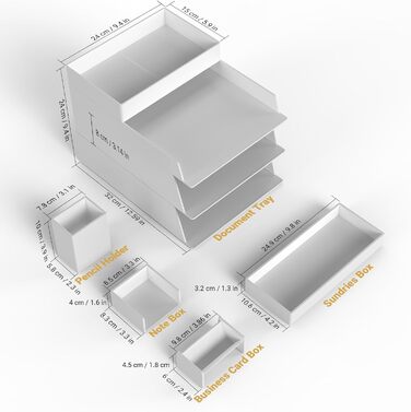 Рівневий лоток для листів Lannvan, лотки для документів формату А4, штабельований пластиковий стіл з відсіками для зберігання, органайзер для паперу з набором тримачів для ручок, кошик для зберігання файлів на столі 4 яруси, 4-