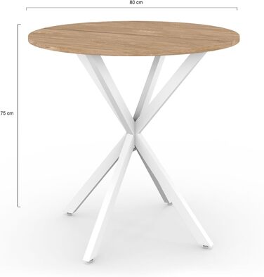 Круглий обідній стіл ALIX для 2-4 осіб на ніжках-павуках, дерево та білий колір, 80 см