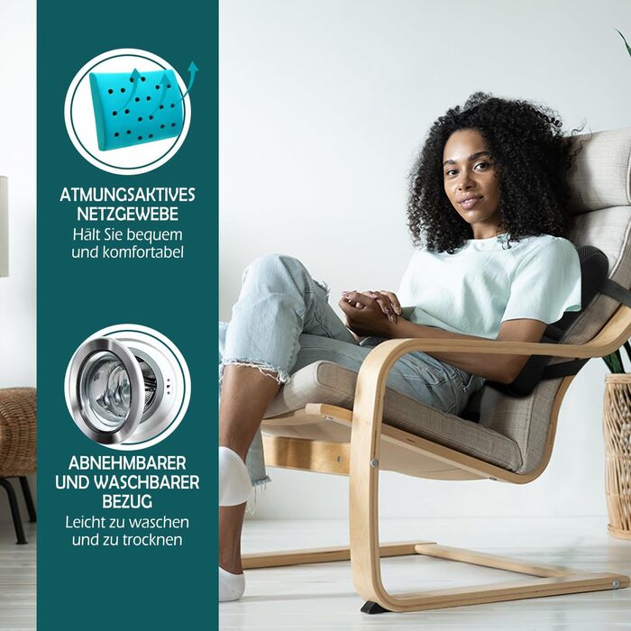 Спинна подушка Ергономічна поперекова опора з піни з ефектом пам&39яті Для здорового сидіння вдома та в офісі, чорна