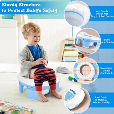 Дитяче сидіння для унітазу GUHAOOL, горщик для подорожей 3-В-1, складний дитячий горщик із 40 сумками для горщиків, сидіння для пр