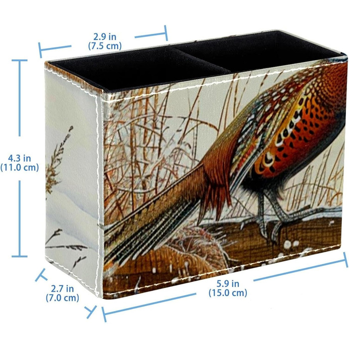 Тримач пензлика для макіяжу FNETJXF, тримач пензлика для макіяжу, органайзер, органайзер для художнього приладдя, живопис, птах, зима, сніг, тумбочка, візерунок для настільного органайзера 6297