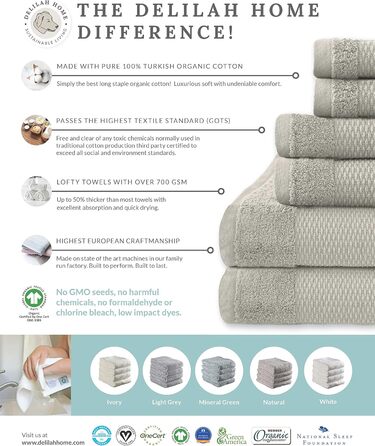 Органічний набір рушників для ванни, товсті, ультрам'які та поглинаючі рушники з турецької бавовни, безкомпромісна якість/довговіч