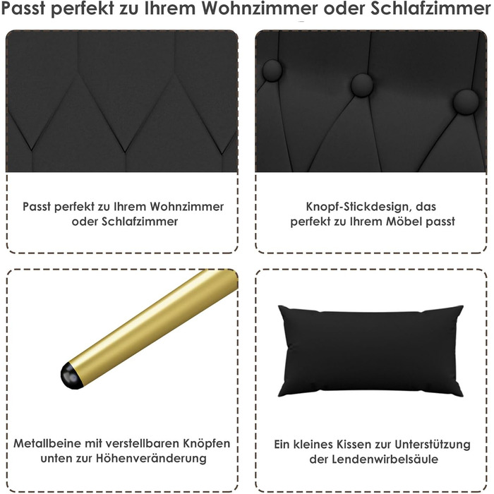 Крісло з відкидною спинкою та підставкою для ніг, 2 зарядні порти, зручне крісло для відпочинку, крісло для читання у вітальні, крісло для телевізора, м&39яке крісло, крісло-реклайнер, вантажопідйомність до 159 кг, оксамит (чорний)