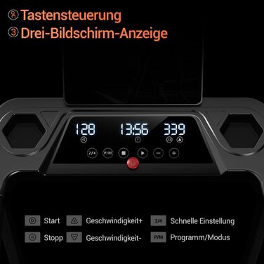 Складана бігова доріжка для домашнього використання з нахилом 9-15, швидкістю 12 км/год, двигуном 3,0 к.с. та 12 попередньо встановленими програмами, максимальне навантаження 136 кг, нахил 15