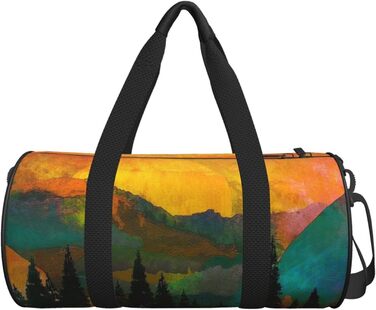Спортивна сумка з мотивом дерев та сходу сонця, велика дорожня сумка для фітнесу, на вихідні та коротких подорожей для чоловіків та жінок