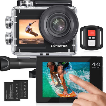 Підводна камера Exprotrek Action Cam 4K Водонепроникна 40M Ultra HD 20MP камера 170 Надширококутна Wi-Fi відеокамера Стабілізація EIS з двома акумуляторами 1350 мАг