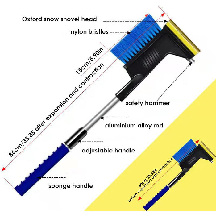 Лопата для снігу автомобільна, Snow Frost, Нековзний скребок, універсальний для авто, М'який скребок для лобового скла, Міцний скребок для льоду для прибирання снігу, легкові автомобілі, вантажівки/914 Blue