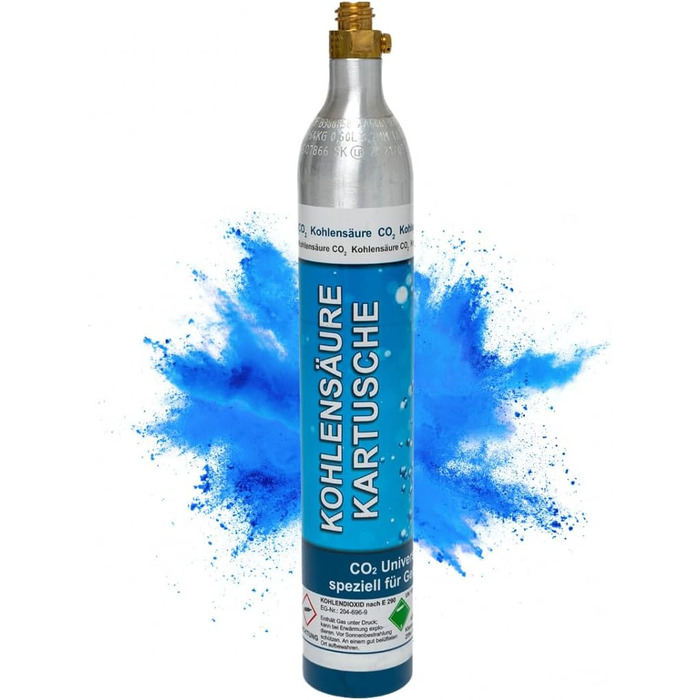 Газований балон CO2 з газованою водою 425 г для 60 літрів газованої води розливається в Німеччині Сумісний із звичайними виробниками газованої води Універсально застосовний і легко замінний