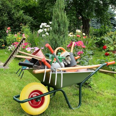 Колесо для садового візка Relaxdays Vollgummi з віссю, 4.80/4.00-8, червоне, 100 кг - запасне колесо, не проколюється (1002285246)