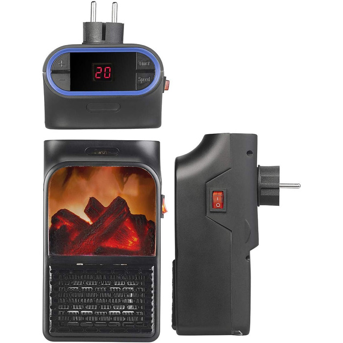 Камінний обігрівач Sichler Household Appliances Підключається до мережі вентилятор з ефектом каміна та пультом дистанційного керування, 500 Вт (керамічний вентилятор, підключається до мережі)