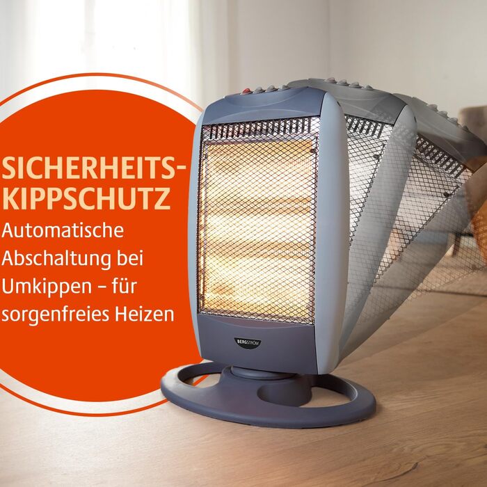 Галогенний обігрівач Bergstrm з 3 режимами нагріву макс. 1220 Вт коливання 75 захисний перемикач миттєве нагрівання після ввімкнення корпус, що не прогрівається розміри 48 x 31 x 22 см