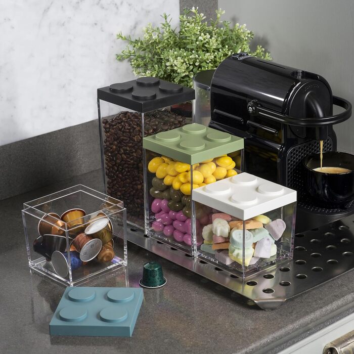 Контейнер для продуктів Brickstore, 500 мл, колір шавлії, з кришкою, що штабелюється, та високоякісним прозорим корпусом