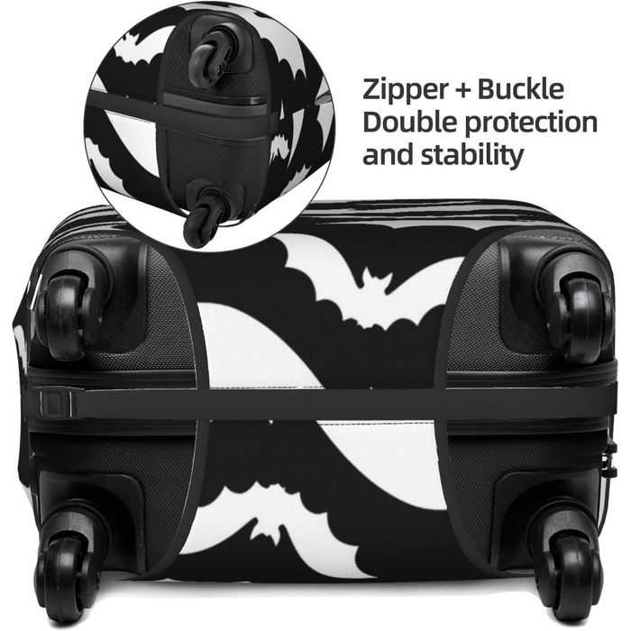 Чохол для валізи на Хелловін з літаючими кажанами, міцний, для туристичних сумок, 45.7 - 81.3 см, розмір M, поліестер