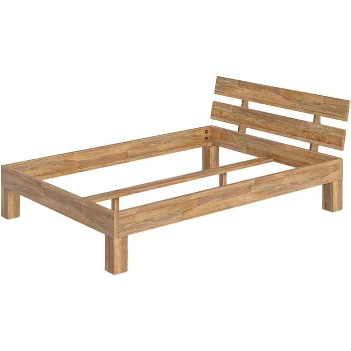 Ліжко Skølm Floki з масиву дуба 140x200 см - високоякісний каркас ліжка - каркас ліжка з узголів&39ям - ліжко з натуральної промасленої деревини - 140x200 см ліжко, що підходить як двоспальне ліжко - футон 140 x 200 см з узголів&39ям - дуб