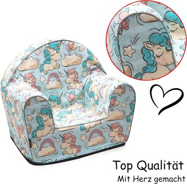 Чохол з пінопласту PinkZebra для дитячих крісел, чохол для крісла, підходить для дитячих крісел розміром 51 x 34 x 42 см, площа сидіння 26 x 26 см, Oeko-Tex Standard 100 (Єдиноріг)