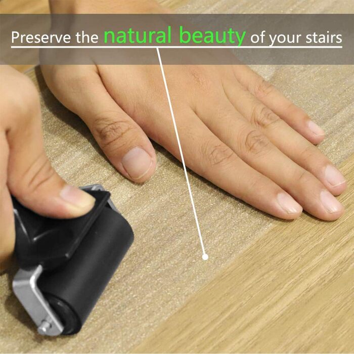 Набір протиковзких смуг для сходів Queta, протиковзкі килимки для сходів, прозорі протиковзкі смуги для сходів, 15 рулонів прозорих протиковзких смуг з монтажним роликом (15 x 80 см)