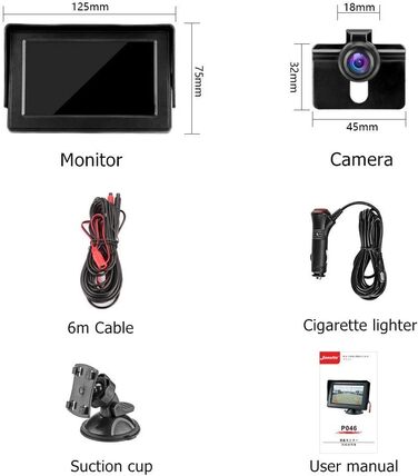 Камера заднього виду з монітором Камера заднього виду Автомобільний IP68 Водонепроникна система датчиків паркування нічного бачення 4.3-дюймовий РК-екран заднього виду