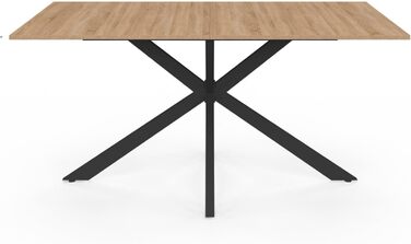 Прямокутний обідній стіл ALIX на 8 осіб, основа-павук, дерево та чорний колір, 160 см
