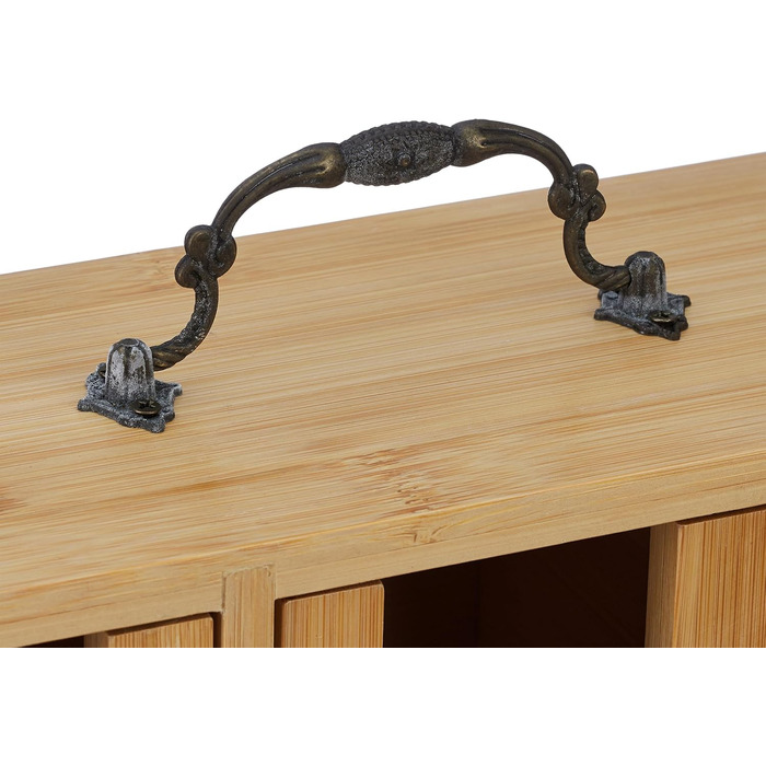 Органайзер для чаю Relaxdays, 9 відділень, бамбук, ВxШxГ 29 x 30 x 11,5 см, для стояння або підвішування, для зберігання чаю, натуральний