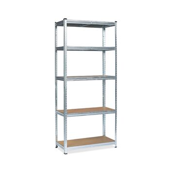 Міцний стелаж Grafner з 5 полицями з МДФ, максимальне навантаження 375 кг, закруглені кути, 75x30x172 см, стелаж без ригелів, полиця для зберігання, полиця для підвалу