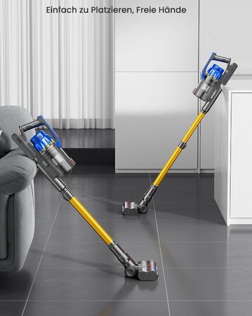 Акумуляторний пилосос Anyson, 45KPA/550 Вт, час роботи 60 хвилин, подвійна ручка, 1,5 л пилосос, OLED-дисплей для твердої підлоги/